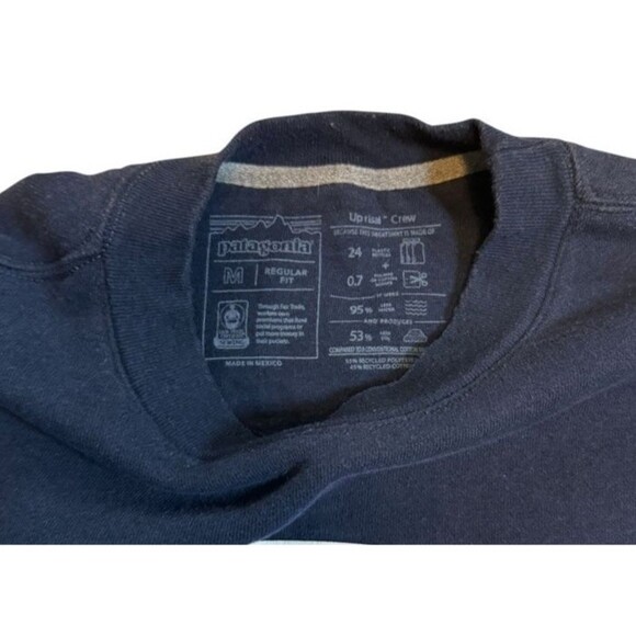 Patagonia Uprisal Crew Sweatshirt - Navy Blue - Men's Size Medium Big Logo - Picture 2 of 6